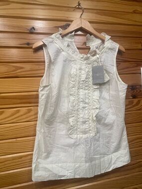 Anthropologie Cream Ruffle-Front Sleeveless Camisole